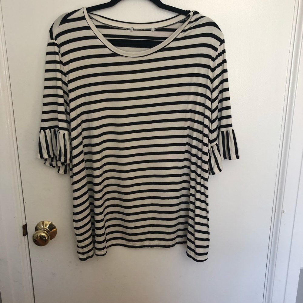 Black White striped top